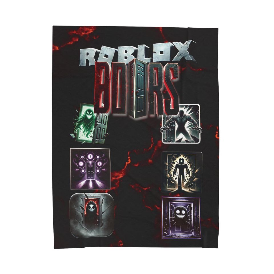 Roblox DOORS Velvet Fleece Blanket Polyester Spandex Monster Design