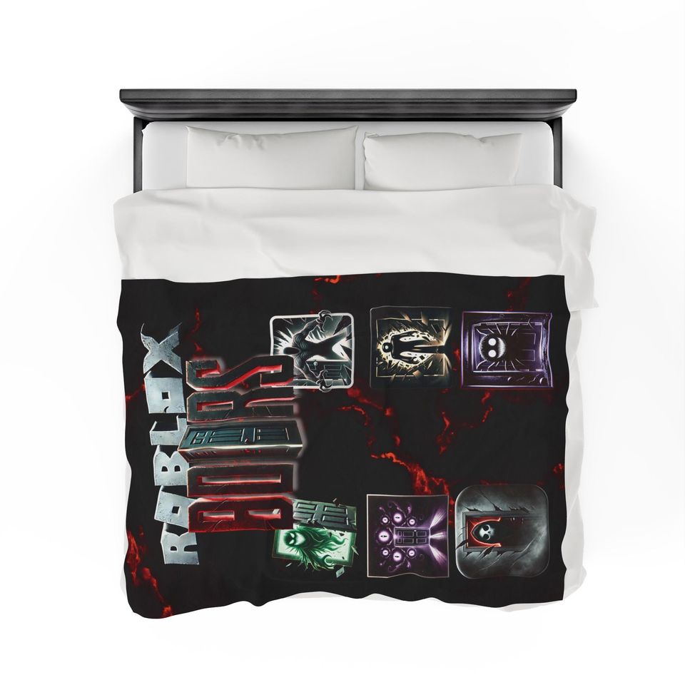 Roblox DOORS Velvet Fleece Blanket Polyester Spandex Monster Design
