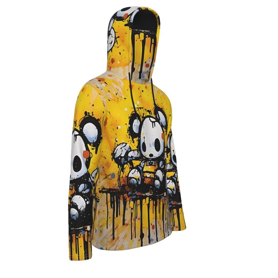 Teddy Splatter Pullover Hoodie With Mask
