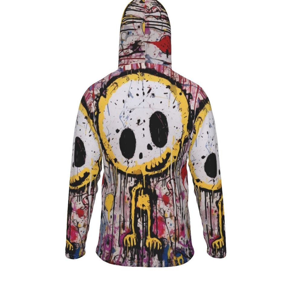 Graffiti Figure Pullover Hoodie With Mask