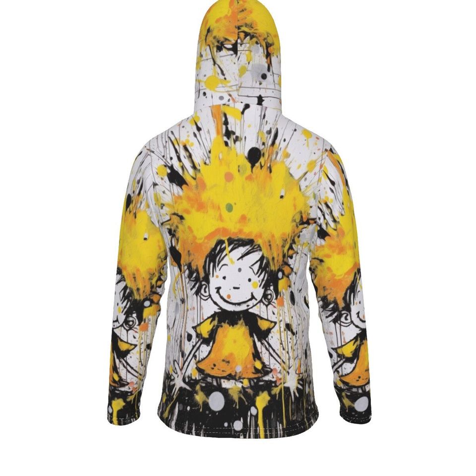 Paint Splatter Pullover Hoodie With Mask