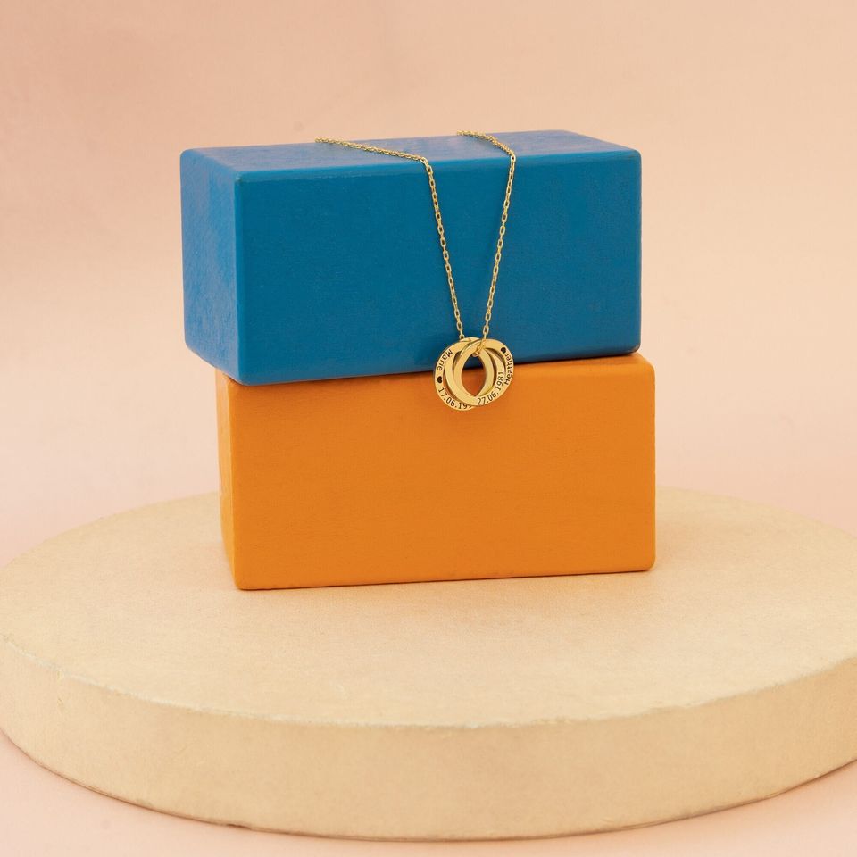 Personalized Interlocking Circle Necklace - Custom Name Rings