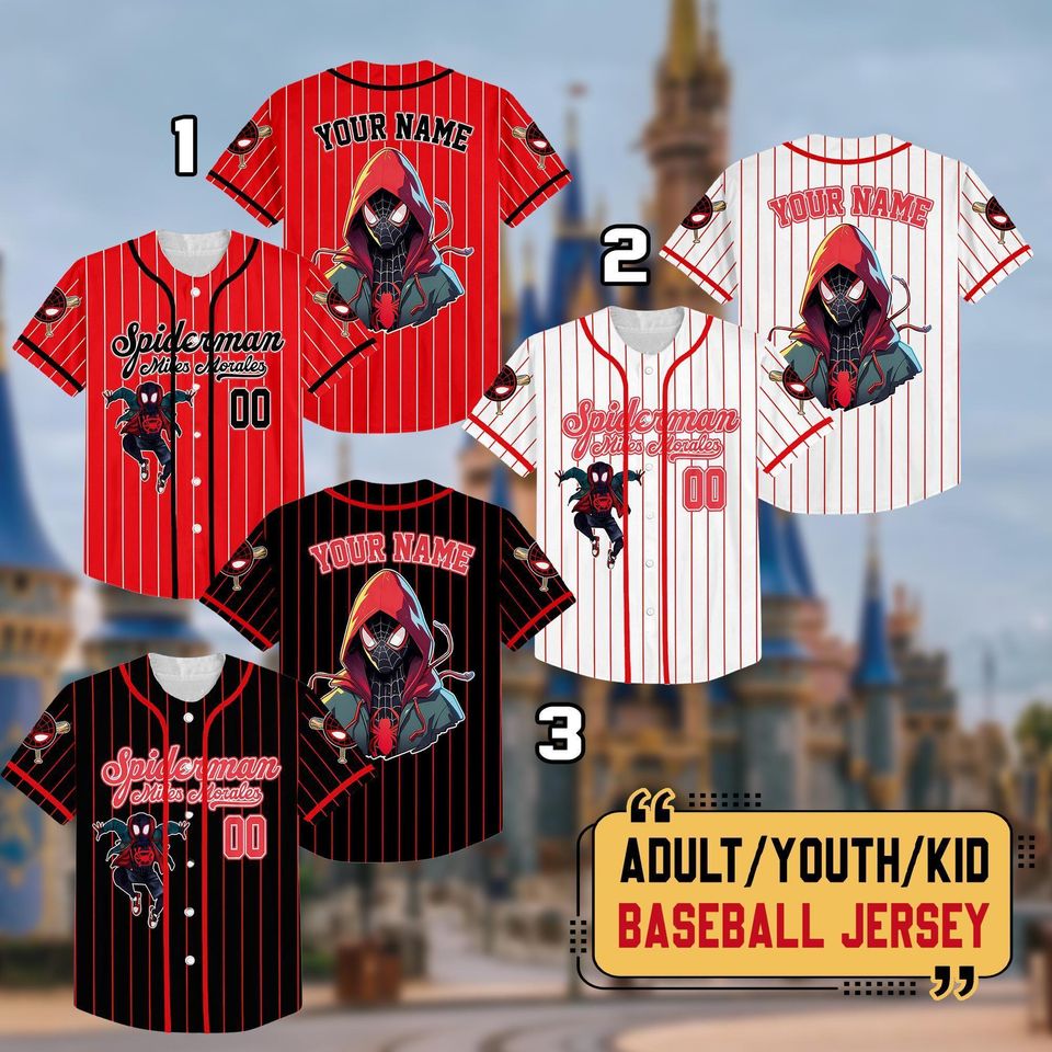 Personalized Disney Spiderman Spiderverse Miles Morales Simple Baseball Jersey