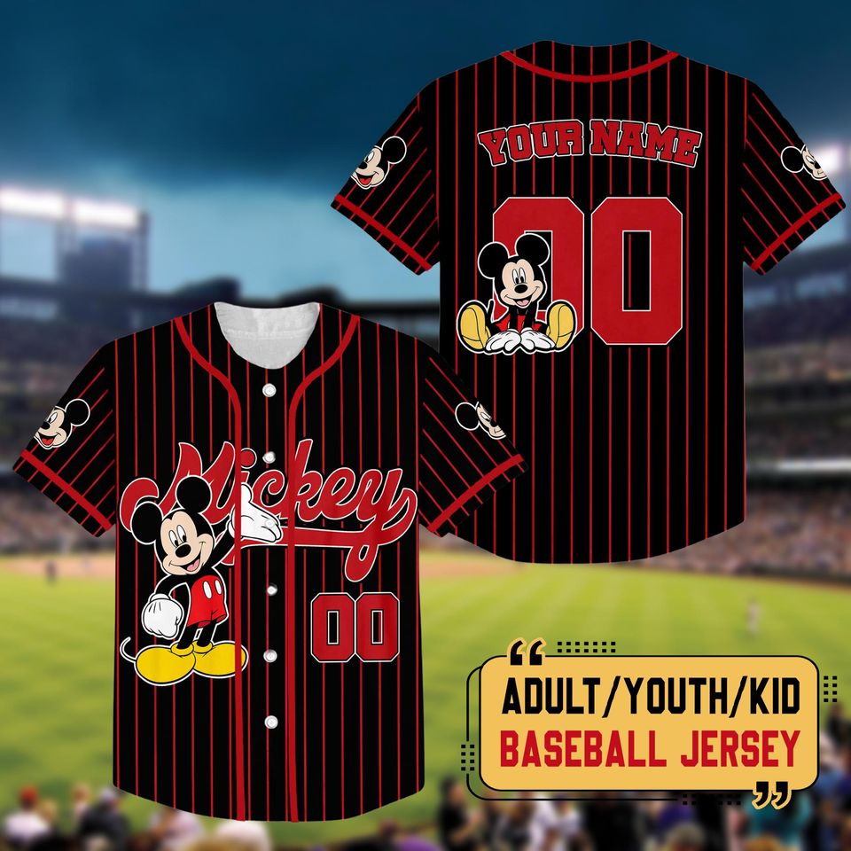 Personalized Mickey Mouse Baseball Jersey, Mickey Matching Jersey