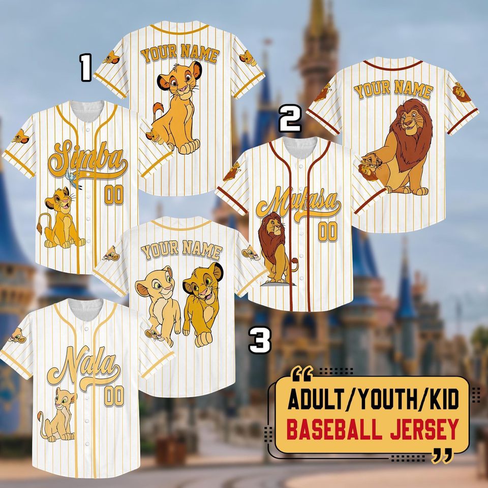 Personalized Disney The Lion King Simba Simple Stripe Baseball Jersey