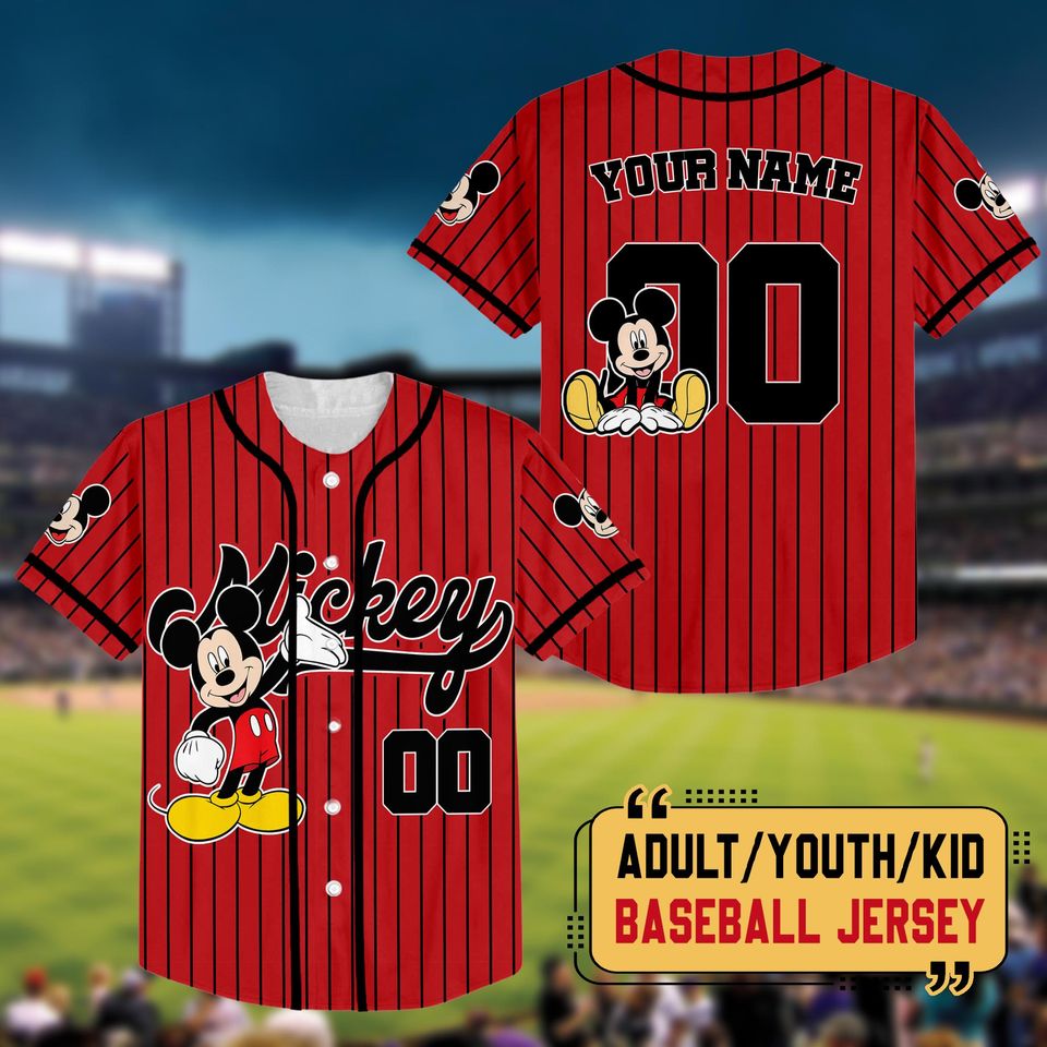 Personalized Mickey Mouse Baseball Jersey, Mickey Matching Jersey