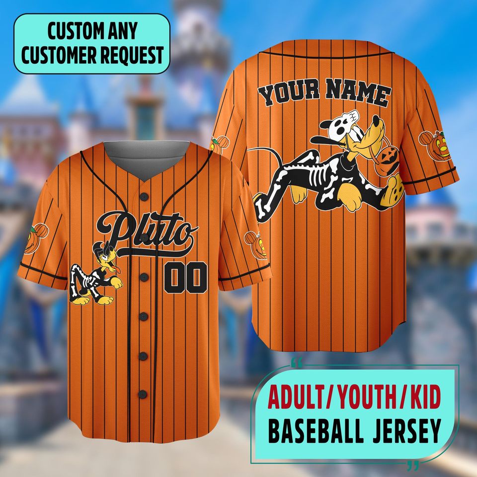 Custom Pluto Halloween Collection Simple Baseball Jersey