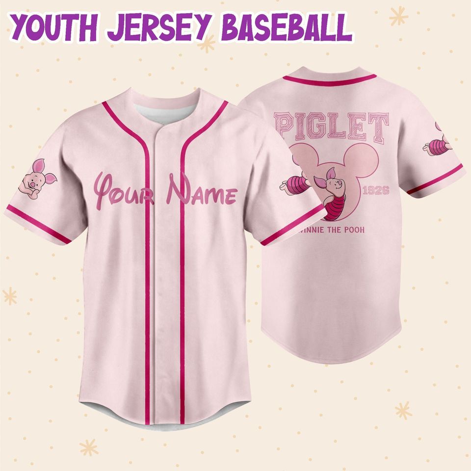 Personalize Winnie The Pooh Piglet  Disney Baseball Jersey