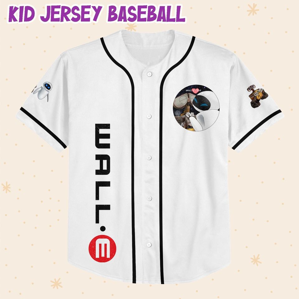 Personalized Disney Pixar WALL-E Love EVE Custom 3D Disney Baseball Jersey