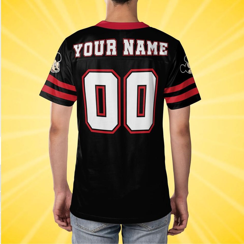 Personalize Disney Mickey Mouse Cute Black Football, Disneyland Jersey, Baseball Team, Mickey Mouse Birthday, Gift for Disney Fans