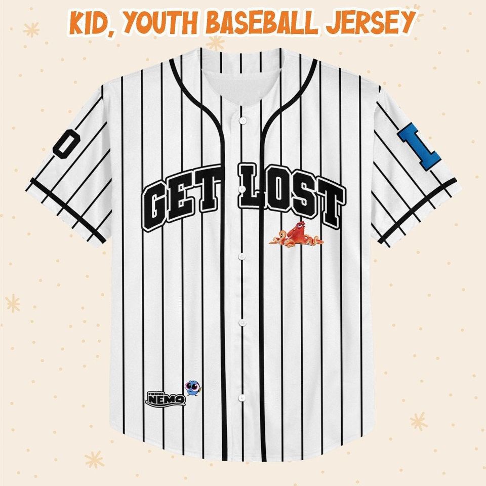 Personalized Finding Nemo Get Lost White Disney Baseball Jersey, Disney Jersey