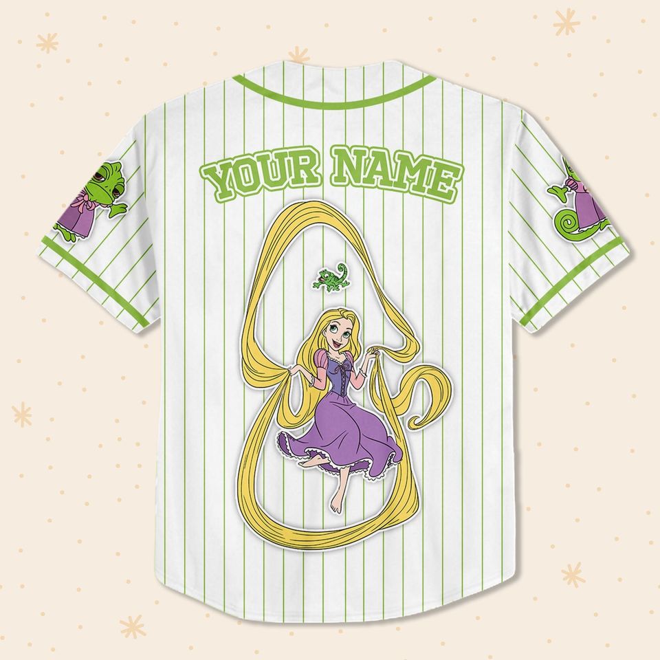 Personalized Disney Tangled Pascal Simple Stripe Baseball Jersey