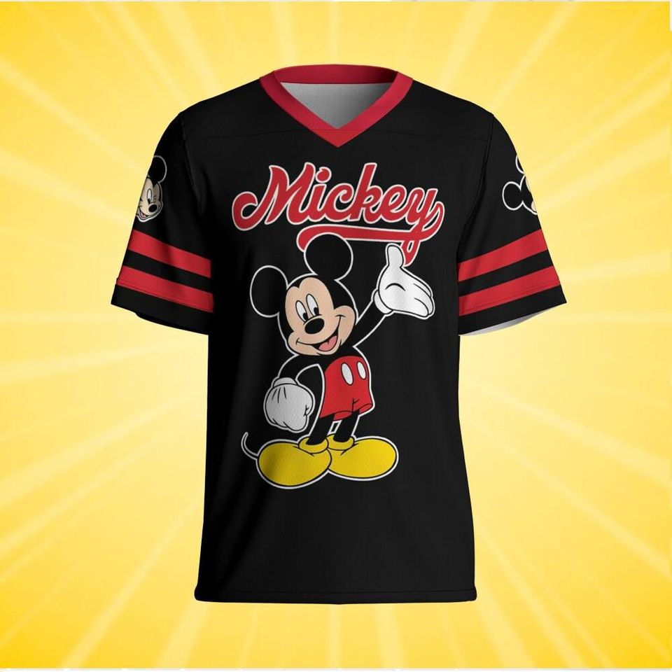 Personalize Disney Mickey Mouse Cute Black Football, Disneyland Jersey, Baseball Team, Mickey Mouse Birthday, Gift for Disney Fans