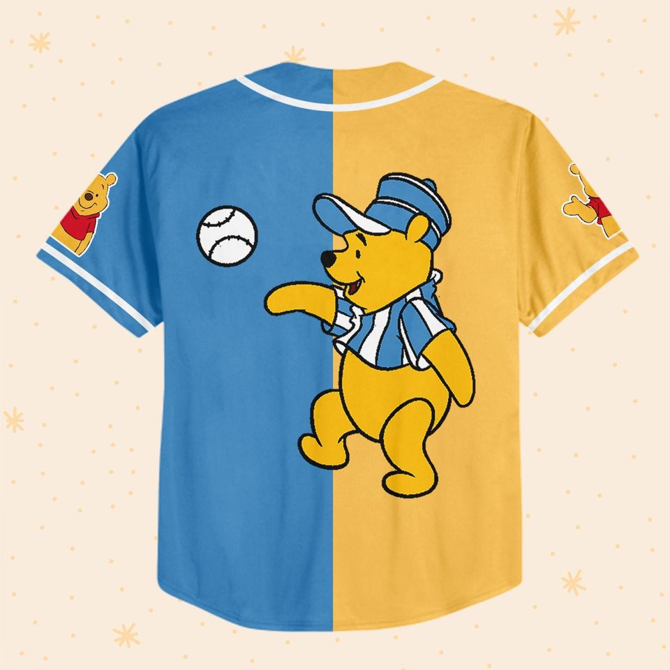 Personalize Pooh Baseball yellow Blue Disney Baseball Jersey