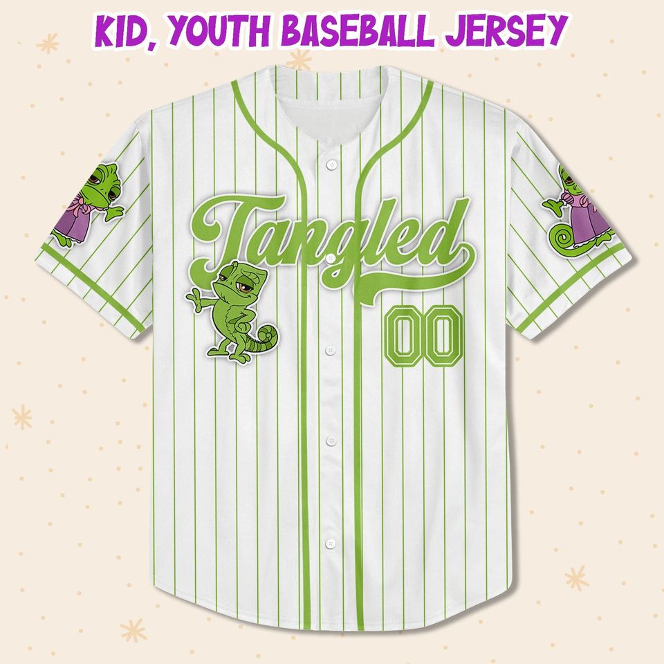 Personalized Disney Tangled Pascal Simple Stripe Baseball Jersey