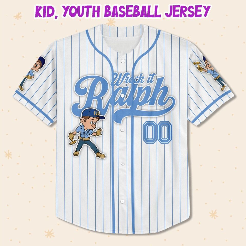 Custom Disney Wreck it Ralph Felix Simple Stripe Baseball Jersey
