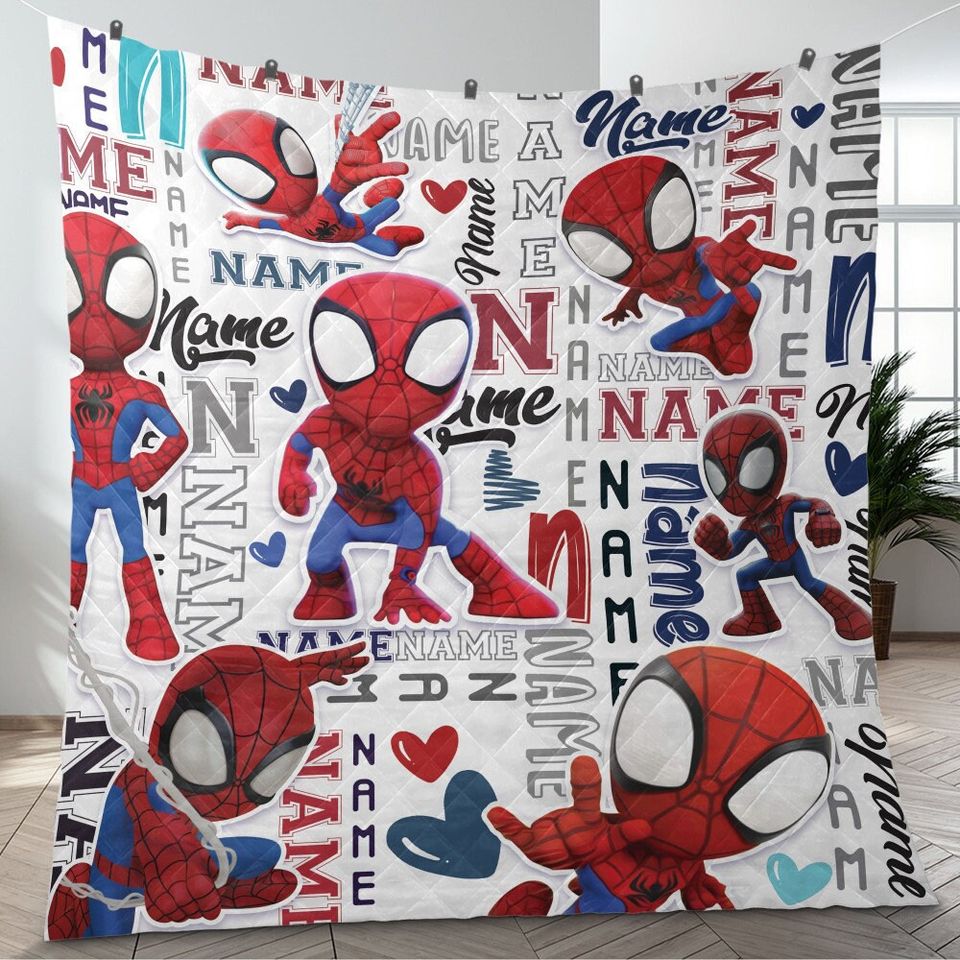 Personalized Name Blanket, Spider Man Friends Blanket, Super Hero Blanket