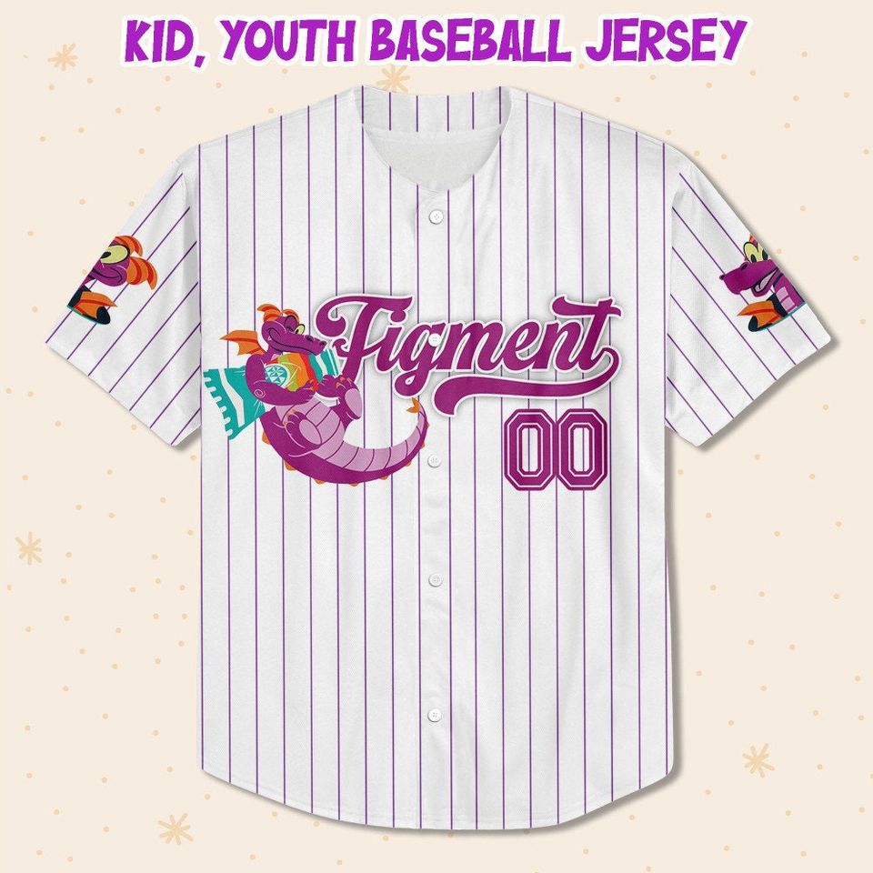 Custom Disney Figment Little Spark Simple Stripe Fun Baseball Jersey
