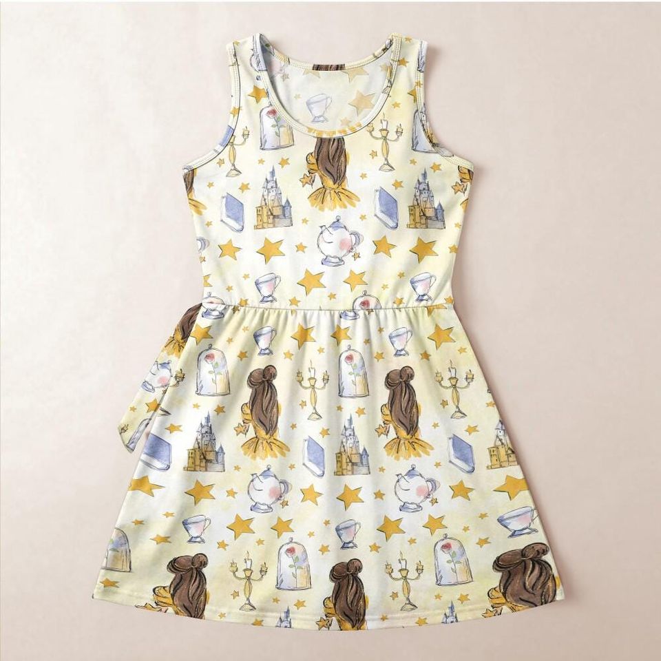 Yellow Storybook Rose Tennis Skirt, Belle Inspired Tennis Skort, Princess Library Costume
