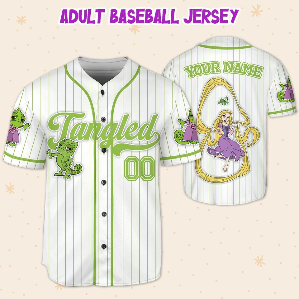 Personalized Disney Tangled Pascal Simple Stripe Baseball Jersey