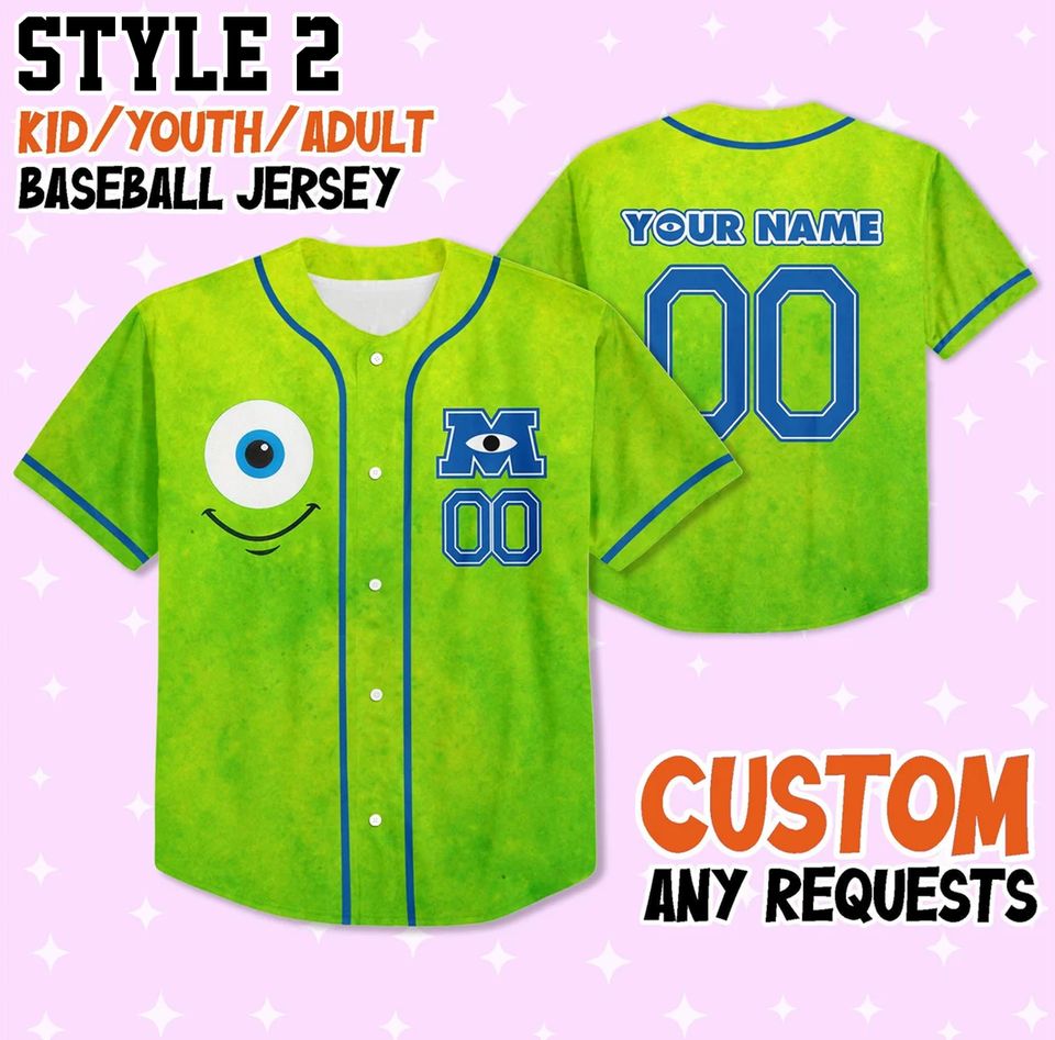 Custom Monster Inc Collections Baseball Jersey Team, Disney Jersey