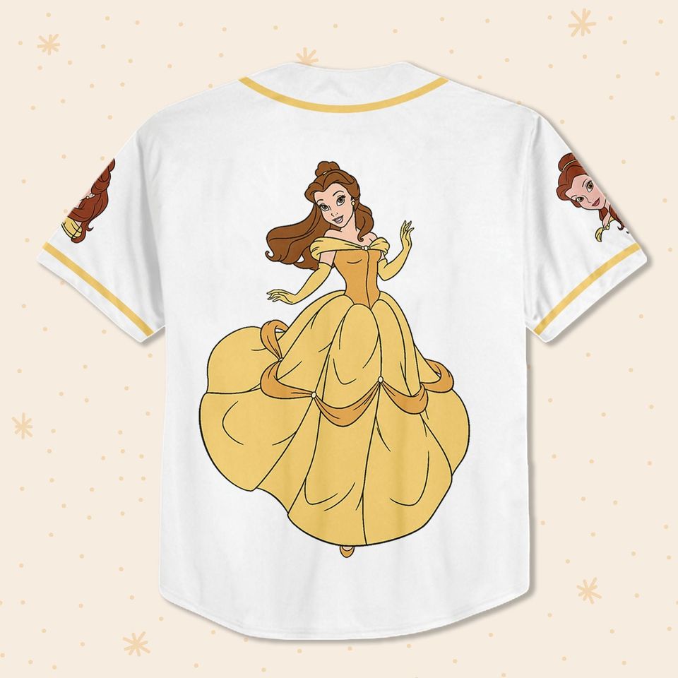 Custom Disney Beauty and the Beast Belle Simple White, Custom Disney Baseball Jersey