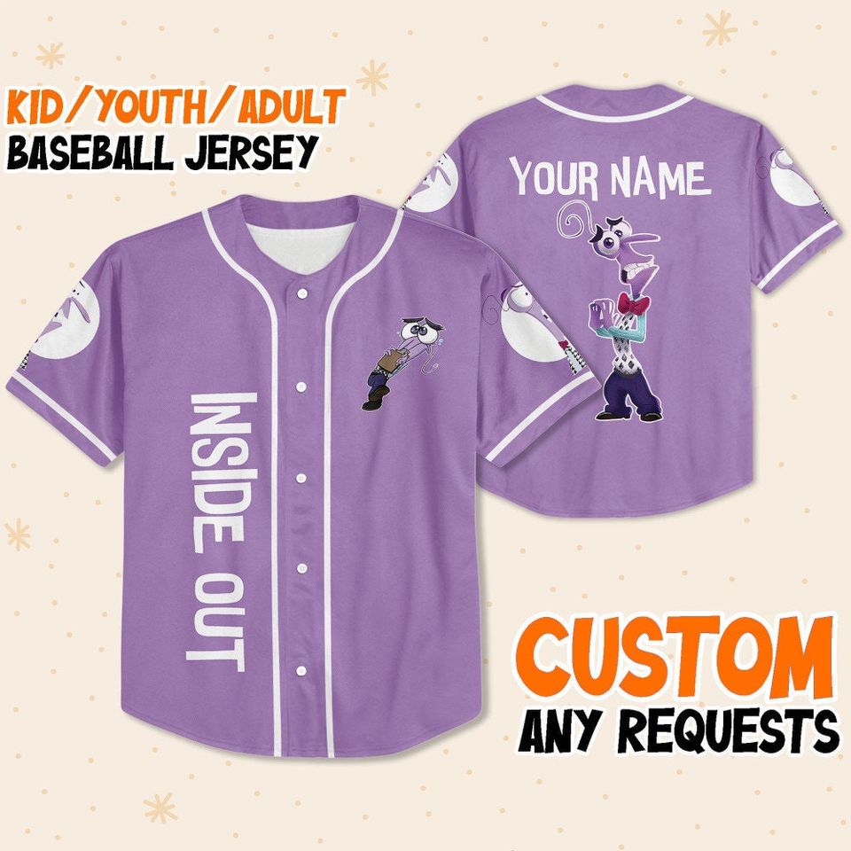 Personalized Disney Inside Out Fear Violet, Disneyland Baseball Jersey