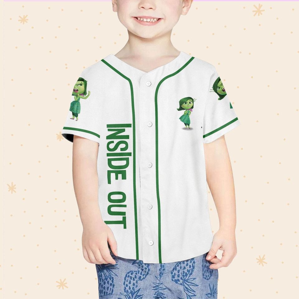 Personalized Disney Inside Out Disgust, Disneyland Baseball Jersey