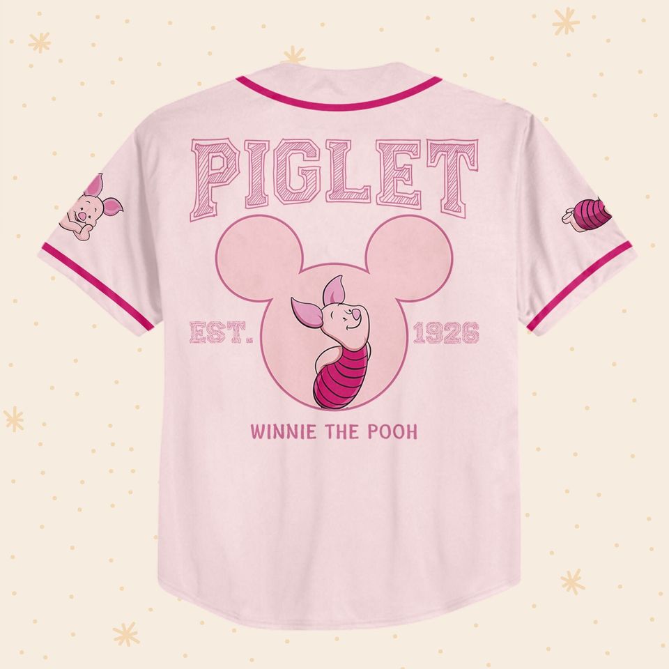 Personalize Winnie The Pooh Piglet  Disney Baseball Jersey