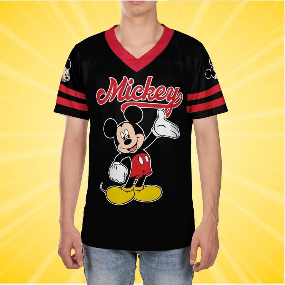 Personalize Disney Mickey Mouse Cute Black Football, Disneyland Jersey, Baseball Team, Mickey Mouse Birthday, Gift for Disney Fans