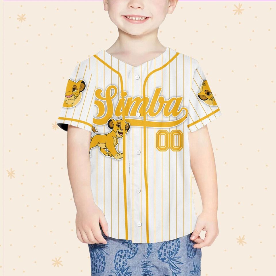 Custom Disney The Lion King Simba Simple Stripe, Custom Baseball Jersey