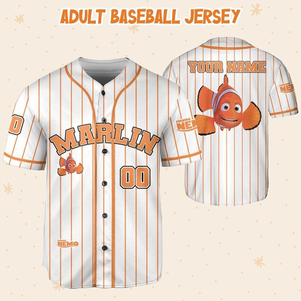 Personalized Finding Nemo Marlin Disney Baseball Jersey, Disney Jersey