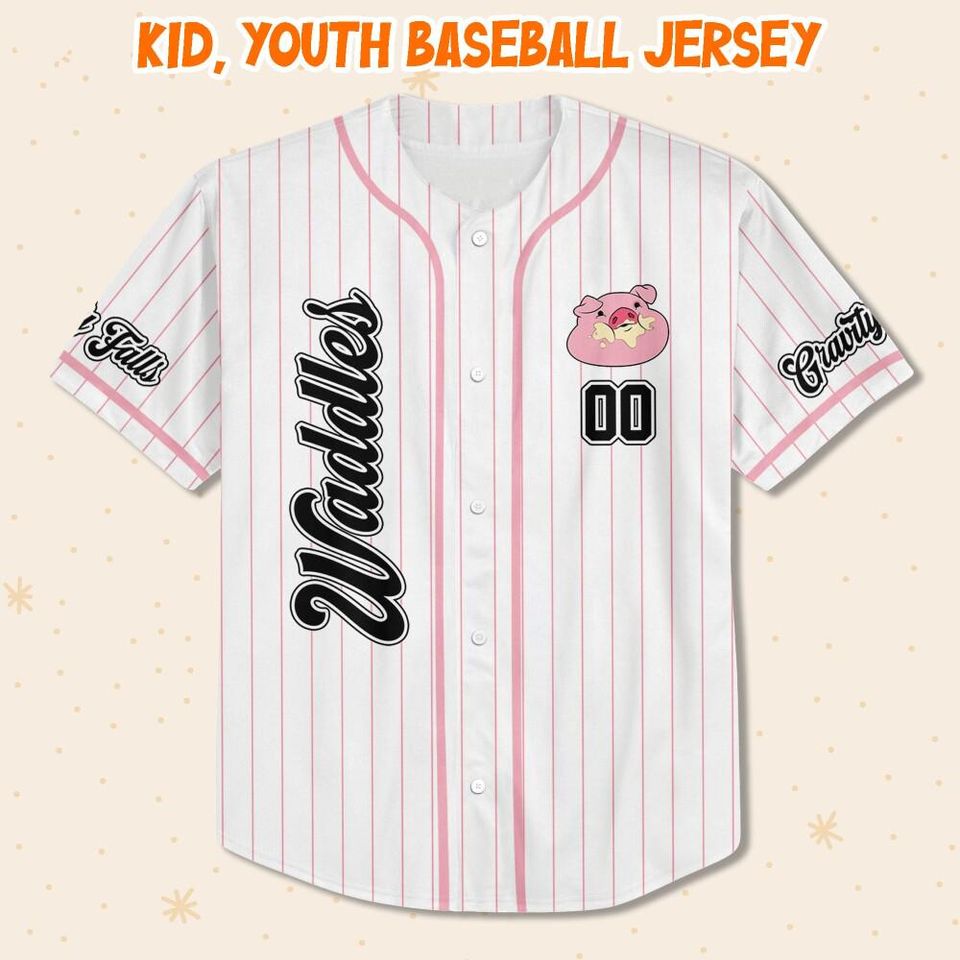 Custom Disney Gravity Falls Waddles Pig, Custom Disneyland Baseball Jersey