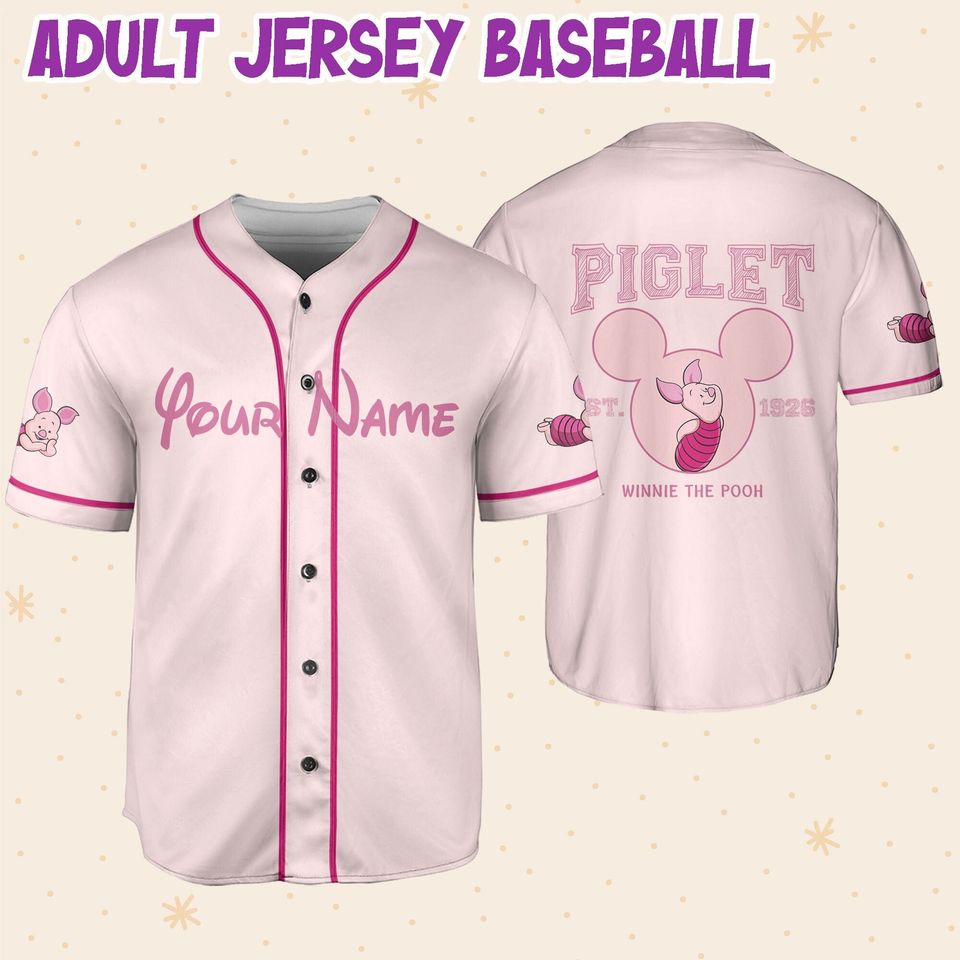 Personalize Winnie The Pooh Piglet  Disney Baseball Jersey