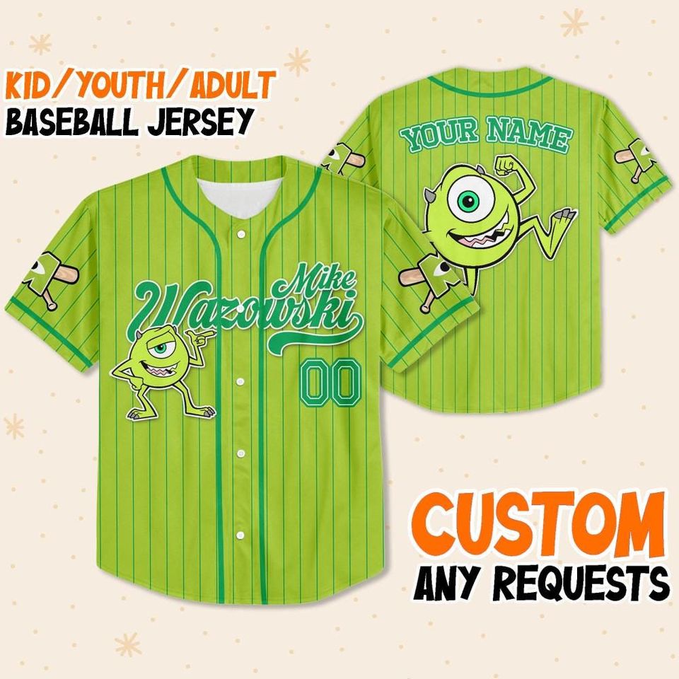 Custom Disney Monster Inc James Mike Green Simple Baseball