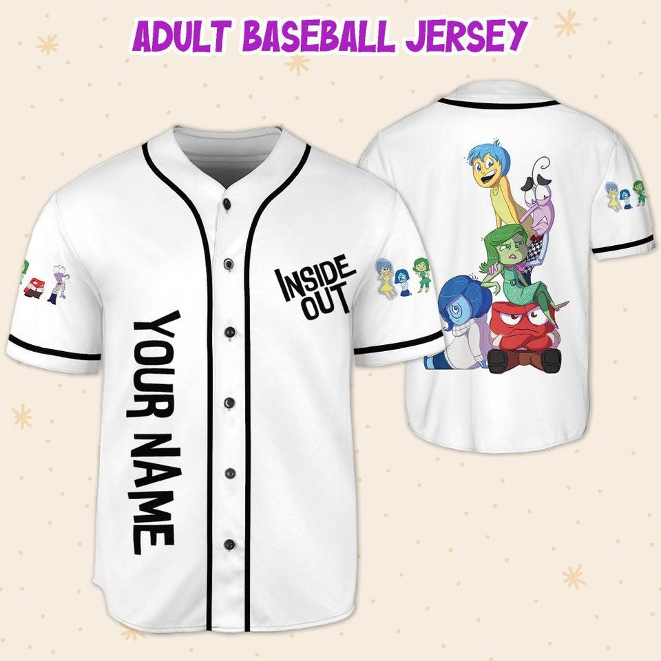 Personalized Disney Pixar Inside Out Character Artwork, Disneyland Baseball Jersey