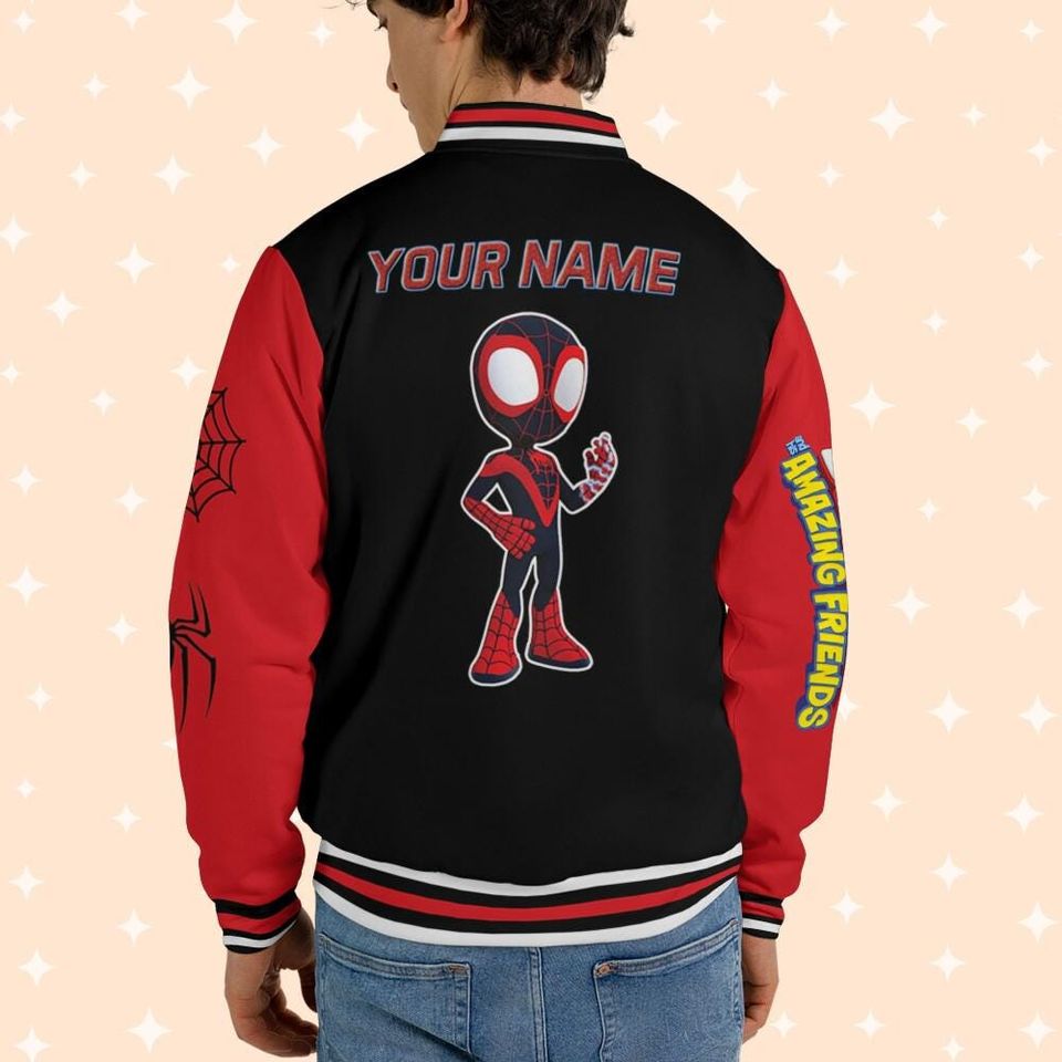 Custom Varsity Jacket Spidey And His Amazing Friends Black Color