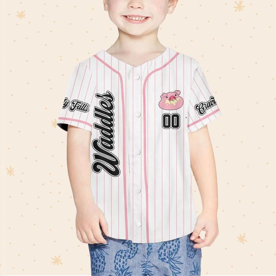Custom Disney Gravity Falls Waddles Pig, Custom Disneyland Baseball Jersey