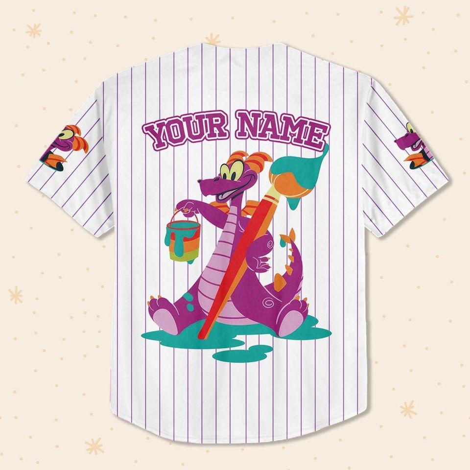 Custom Disney Figment Little Spark Simple Stripe Fun Baseball Jersey