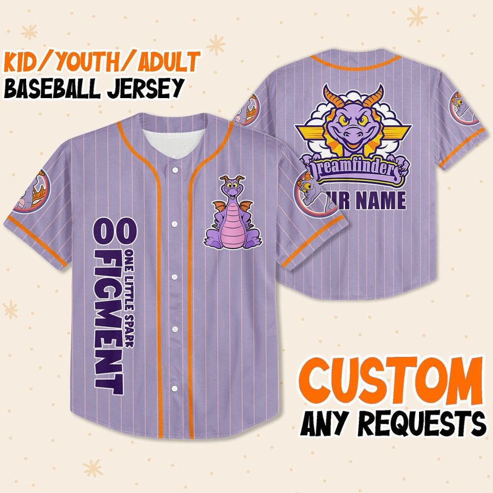 Personalized Figment Disney Baseball Jersey, Disney Jersey