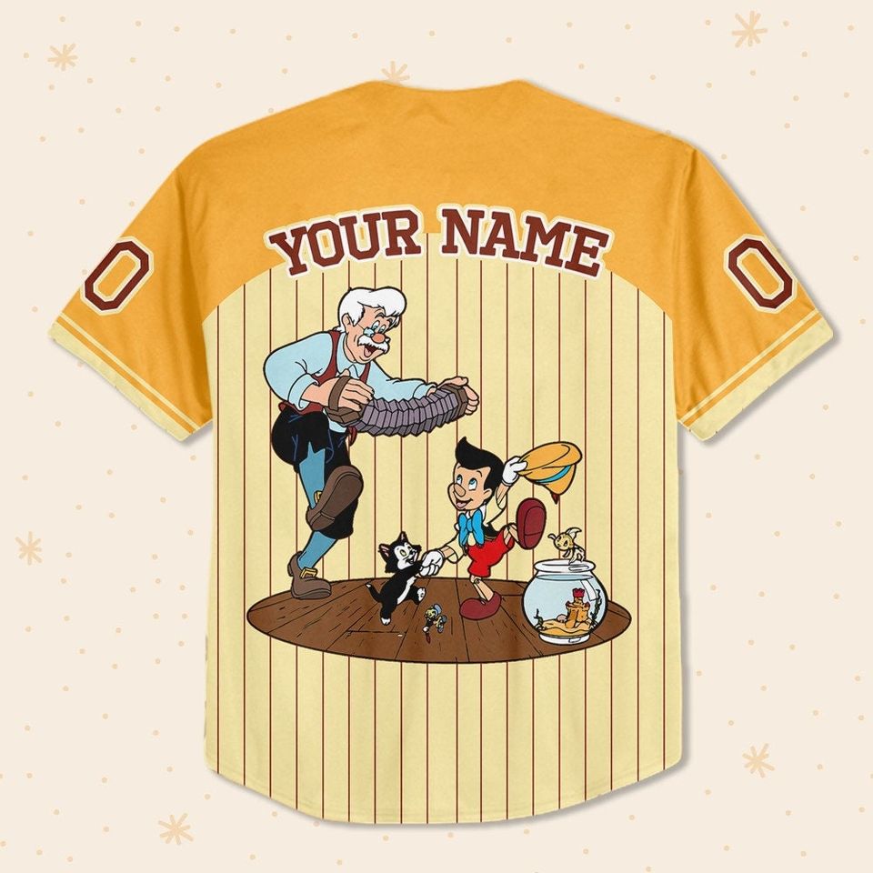 Personalized Pinocchio Disney Baseball Jersey, Disney Jersey