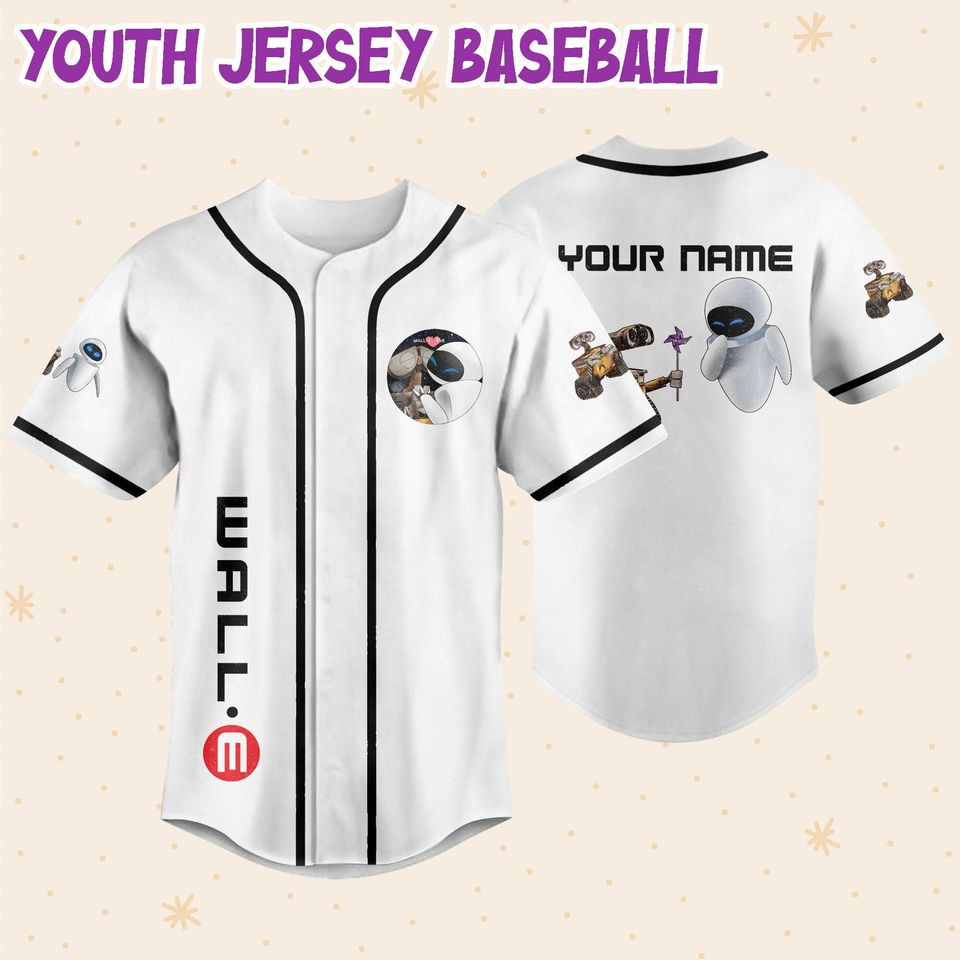 Personalized Disney Pixar WALL-E Love EVE Custom 3D Disney Baseball Jersey