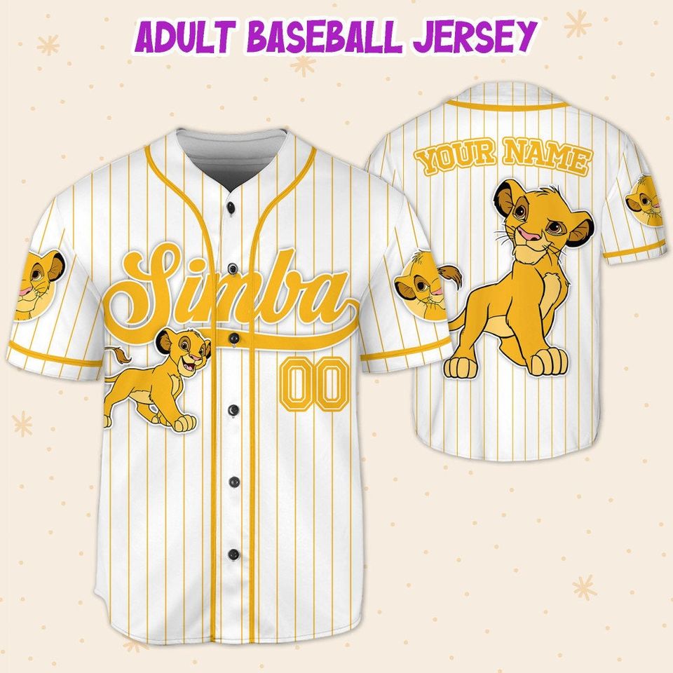 Custom Disney The Lion King Simba Simple Stripe, Custom Baseball Jersey