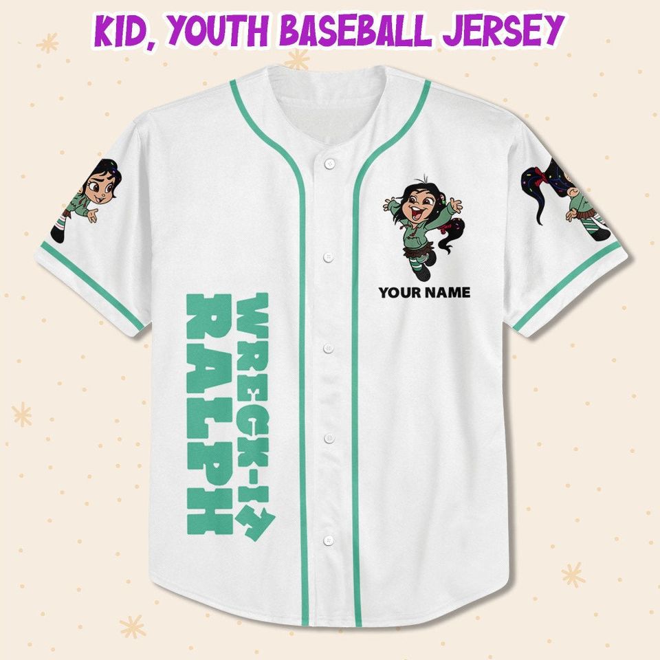 Custom Disney Wreck it Ralph Vanellope Simple Baseball Jersey