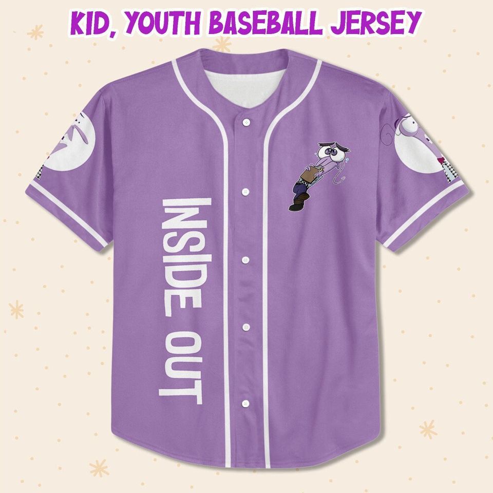 Personalized Disney Inside Out Fear Violet, Disneyland Baseball Jersey