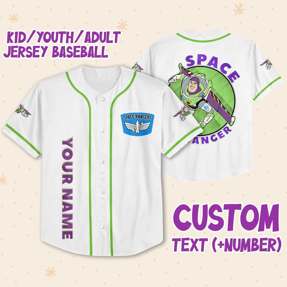 Personalized Buzz Lightyear Space Ranger Disney Baseball Jersey, Disney Jersey
