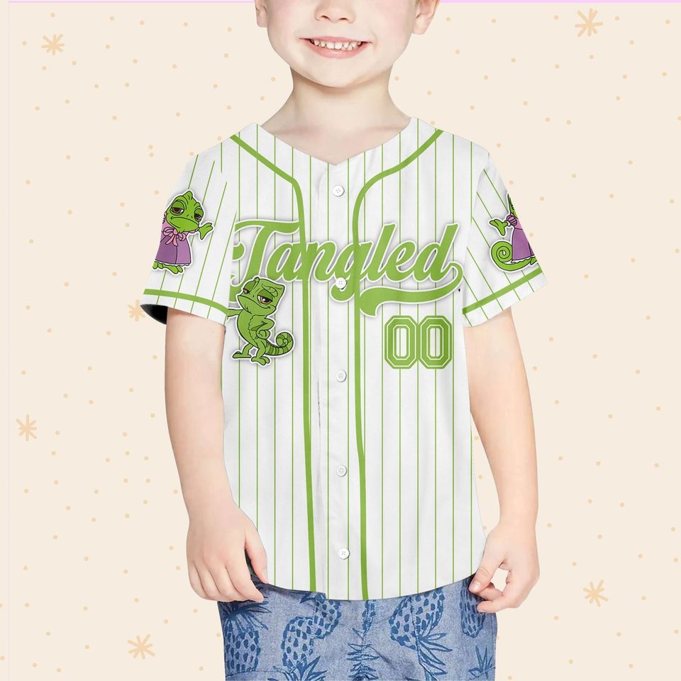 Personalized Disney Tangled Pascal Simple Stripe Baseball Jersey