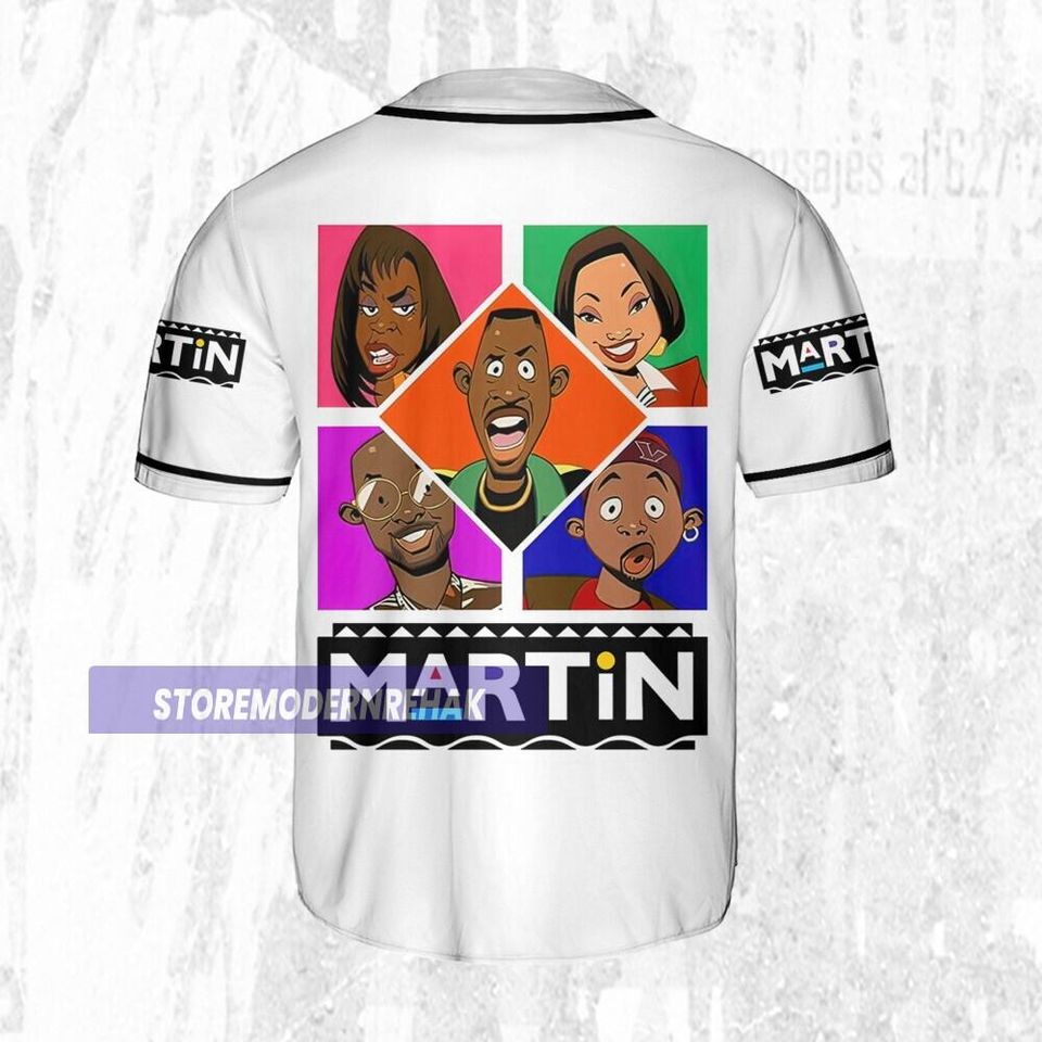Personalize Martin Tv 90s Characters Cartoon Art, Martin Lawrence Baseball Jersey Team, Movie TV Show Funny Birthday Gift For Fans
