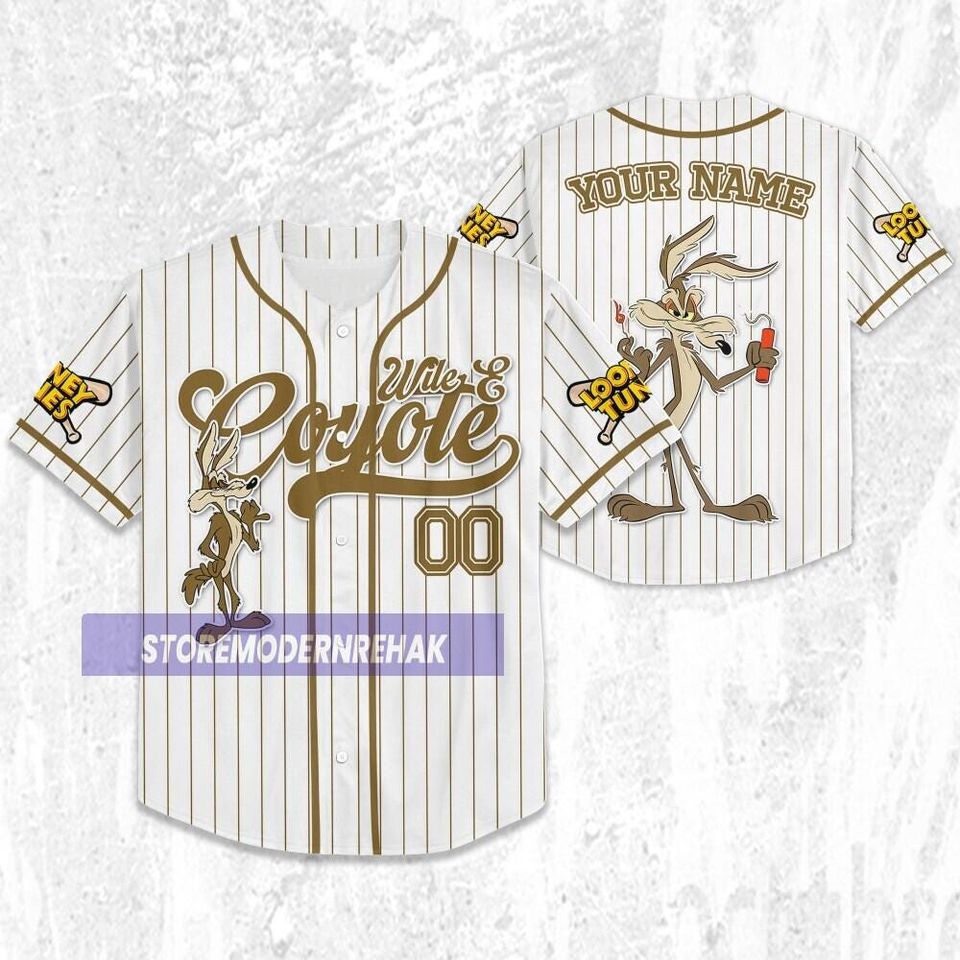 Custom Looney Wile E Coyete Simple Baseball, Baseball Team Outfit, Gift for Space Jamz Fans, Tune Squad Jersey, Family Jersey