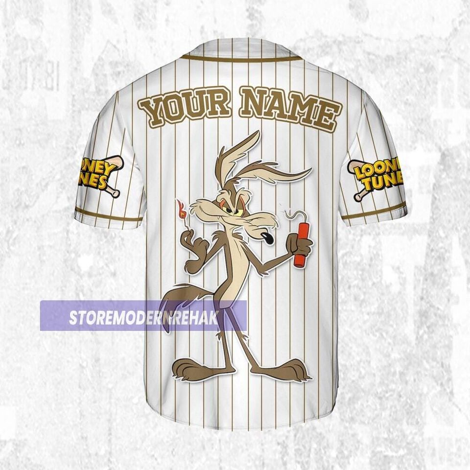 Custom Looney Wile E Coyete Simple Baseball, Baseball Team Outfit, Gift for Space Jamz Fans, Tune Squad Jersey, Family Jersey